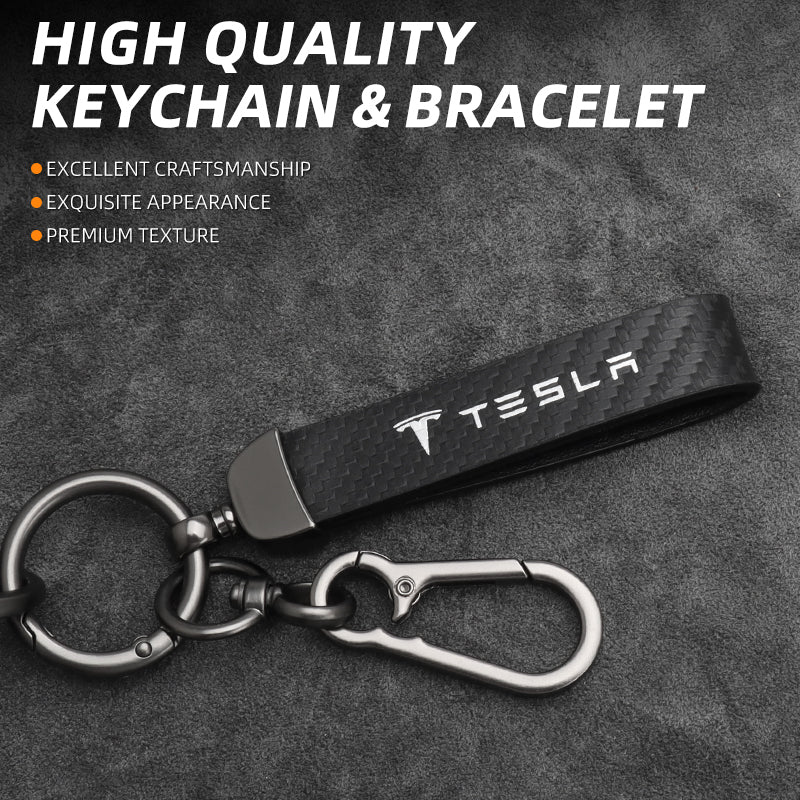Tesla Model 3 Y Zinc Alloy + Carbon Fibre Pattern Leather Car Remote Key FOB Cover Case Shell Keychain Tesla Model 3 Y Zinc Alloy + Carbon Fibre Pattern Leather Car Remote Key FOB Cover Case Shell Keychain