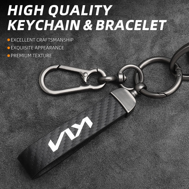 Kia EV5 Zinc Alloy + Carbon Fibre Pattern Leather Car Remote Key FOB Cover Case Shell Keychain Kia EV5 Zinc Alloy + Carbon Fibre Pattern Leather Car Remote Key FOB Cover Case Shell Keychain