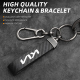 Kia EV5 Zinc Alloy + Carbon Fibre Pattern Leather Car Remote Key FOB Cover Case Shell Keychain Kia EV5 Zinc Alloy + Carbon Fibre Pattern Leather Car Remote Key FOB Cover Case Shell Keychain