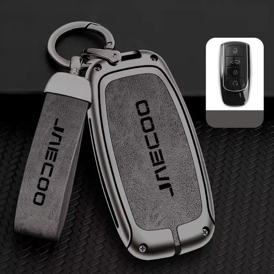 Jaecoo Key Fob Cover Case — Zinc Alloy + Leather Shell Keychain