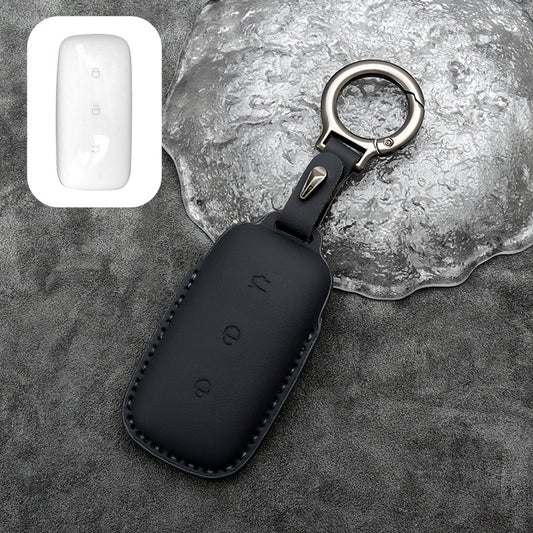 Leather Car Remote Key FOB Cover Case Shell Keychain for Geely EX5