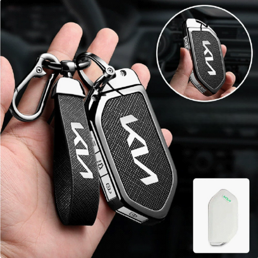 Kia key fob cover case in black — zinc alloy and PU leather