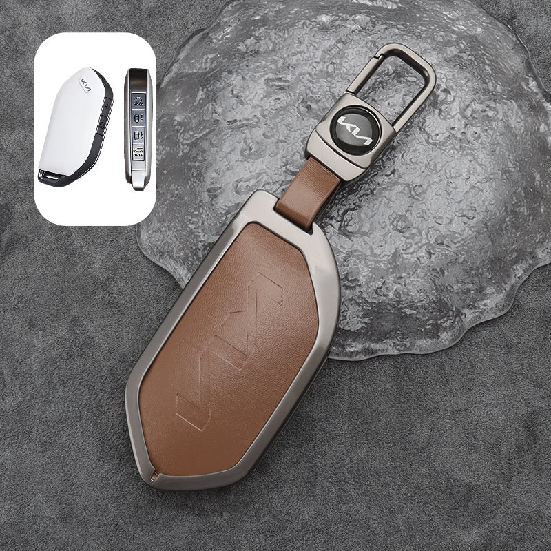 Kia EV5 Leather + Zinc Alloy Car Remote Key FOB Cover Case Shell Keychain Kia EV5 Leather + Zinc Alloy Car Remote Key FOB Cover Case Shell Keychain