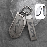 Zinc Alloy + Leather Car Remote Key FOB Cover Case Shell Keychain for Kia EV5 Zinc Alloy + Leather Car Remote Key FOB Cover Case Shell Keychain for Kia EV5