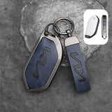 Zinc Alloy + Leather Car Remote Key FOB Cover Case Shell Keychain for Kia EV5 Zinc Alloy + Leather Car Remote Key FOB Cover Case Shell Keychain for Kia EV5