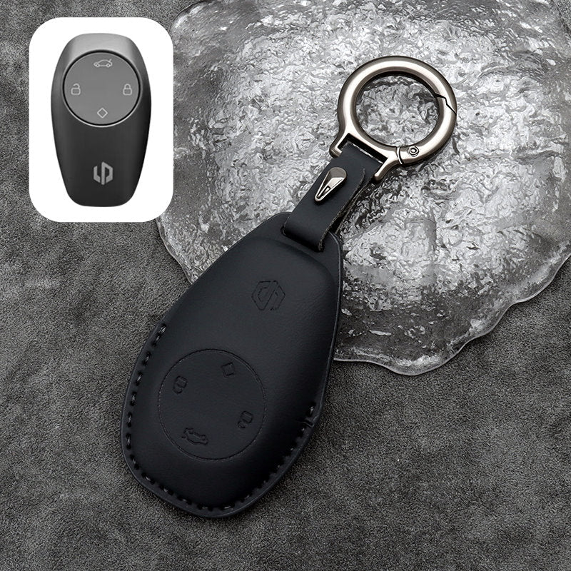 Leather Car Remote Key FOB Cover Case Shell Keychain for Leapmotor C10 Leather Car Remote Key FOB Cover Case Shell Keychain for Leapmotor C10