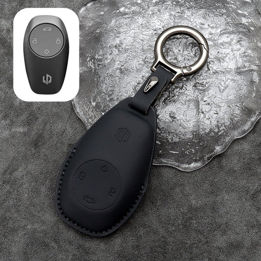 Leather Car Remote Key FOB Cover Case Shell Keychain for Leapmotor C10
