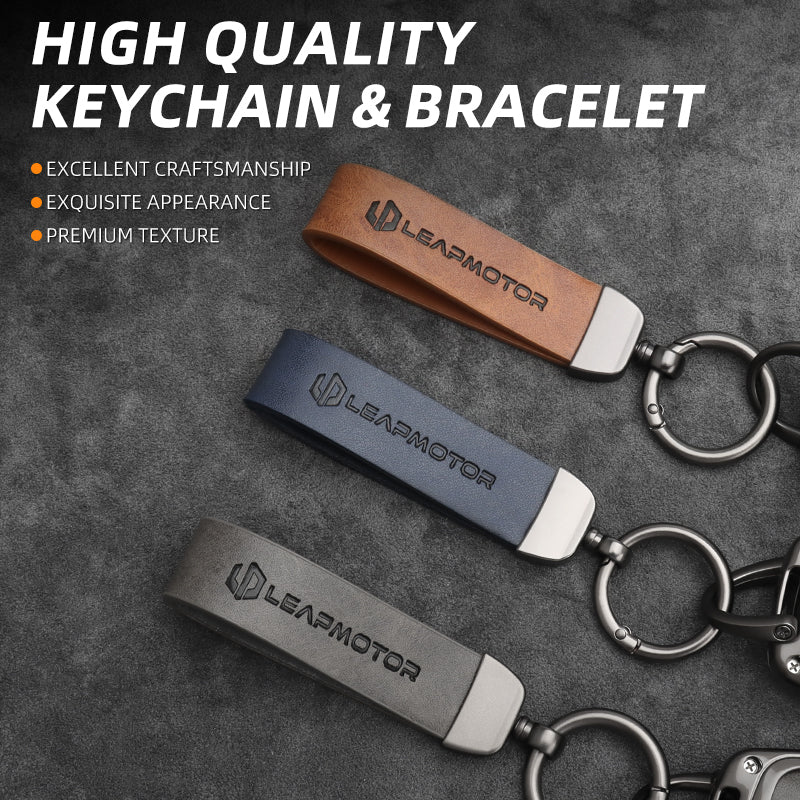 Zinc Alloy + Leather Car Remote Key FOB Cover Case Shell Keychain for Leapmotor C10 Zinc Alloy + Leather Car Remote Key FOB Cover Case Shell Keychain for Leapmotor C10