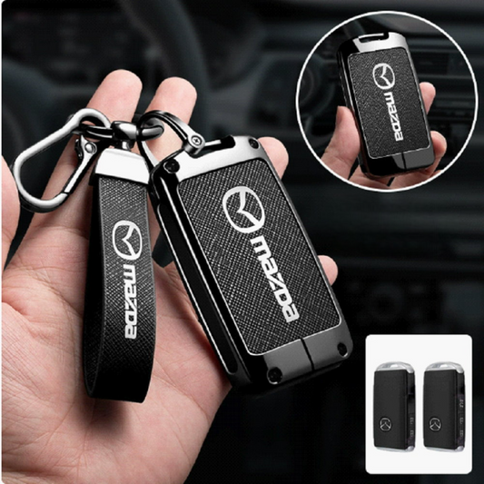 Mazda key fob cover case in black — zinc alloy and PU leather