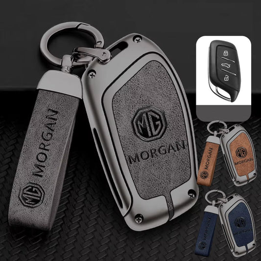 Zinc Alloy + Leather Car Remote Key FOB Cover Case Shell Keychain for MG 4