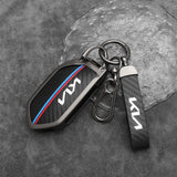 Kia EV5 Zinc Alloy + Carbon Fibre Pattern Leather Car Remote Key FOB Cover Case Shell Keychain Kia EV5 Zinc Alloy + Carbon Fibre Pattern Leather Car Remote Key FOB Cover Case Shell Keychain
