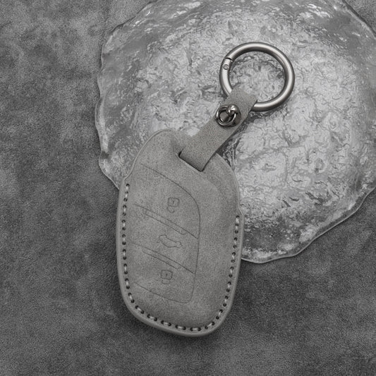 MG 4 Suede Leather Car Remote Key FOB Cover Case Shell Keychain