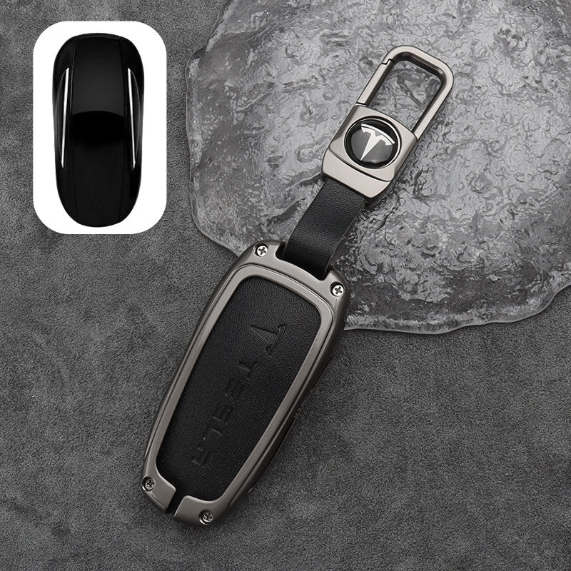 Tesla Model 3 Y Leather + Zinc Alloy Car Remote Key FOB Cover Case Shell Keychain Tesla Model 3 Y Leather + Zinc Alloy Car Remote Key FOB Cover Case Shell Keychain