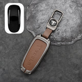 Tesla Model 3 Y Leather + Zinc Alloy Car Remote Key FOB Cover Case Shell Keychain Tesla Model 3 Y Leather + Zinc Alloy Car Remote Key FOB Cover Case Shell Keychain