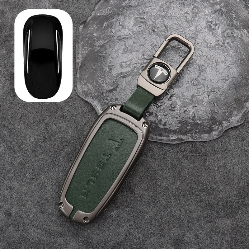 Tesla Model 3 Y Leather + Zinc Alloy Car Remote Key FOB Cover Case Shell Keychain Tesla Model 3 Y Leather + Zinc Alloy Car Remote Key FOB Cover Case Shell Keychain