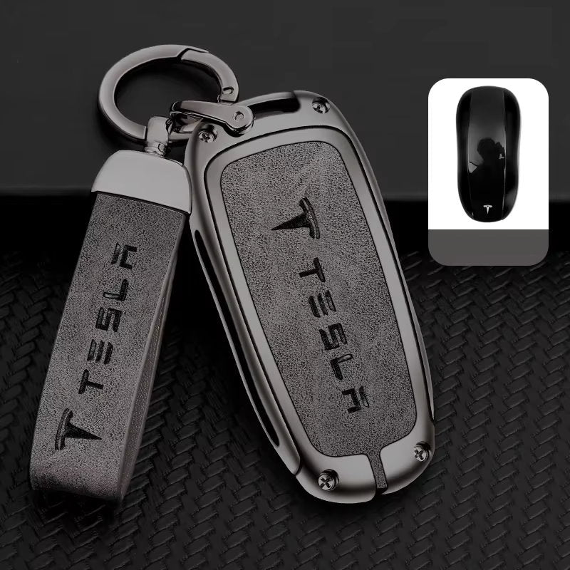 Zinc Alloy + Leather Car Remote Key FOB Cover Case Shell Keychain for Tesla Modal 3 Y Zinc Alloy + Leather Car Remote Key FOB Cover Case Shell Keychain for Tesla Modal 3 Y