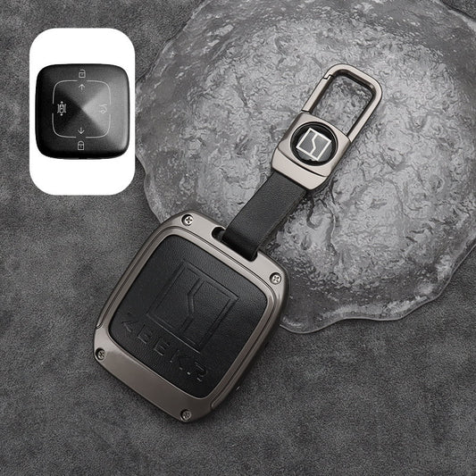 Zeekr Key Fob Cover Case — Zinc Alloy + Leather Shell Keychain