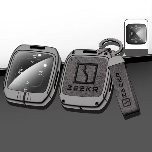 Zeekr Key Fob Cover Case — Zinc Alloy + Leather Shell Keychain