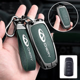 Chery Key Fob Cover Case — Zinc Alloy + Carbon Weave PU Leather Shell Keychain