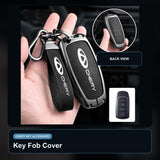 Chery Key Fob Cover Case — Zinc Alloy + Carbon Weave PU Leather Shell Keychain