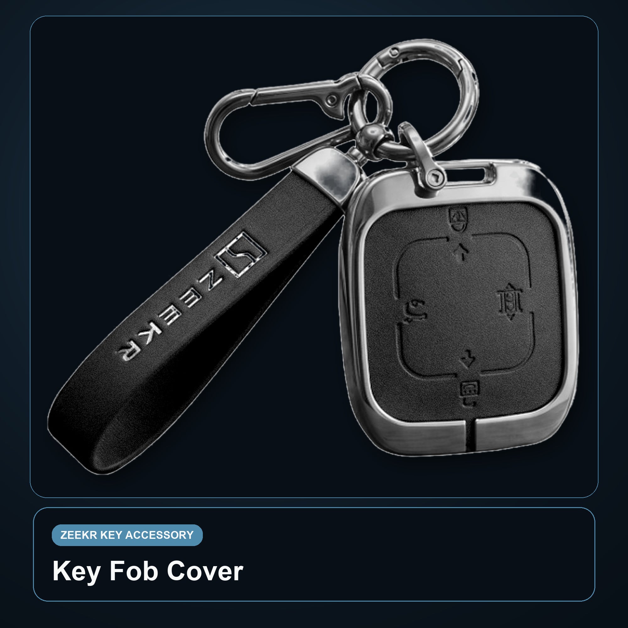 Zeekr EV Key Fob Cover Case — Zinc Alloy + Fine-Grain PU Leather Shell Keychain