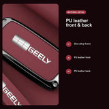 Geely EV Key Fob Cover Case — Zinc Alloy + Fine-Grain PU Leather Shell Keychain