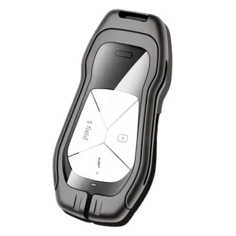 Xpeng G6 Key Fob Cover Case — Zinc Alloy + Leather Shell Keychain (Grey)