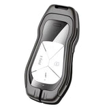 Xpeng G6 Key Fob Cover Case — Zinc Alloy + Leather Shell Keychain (Grey)