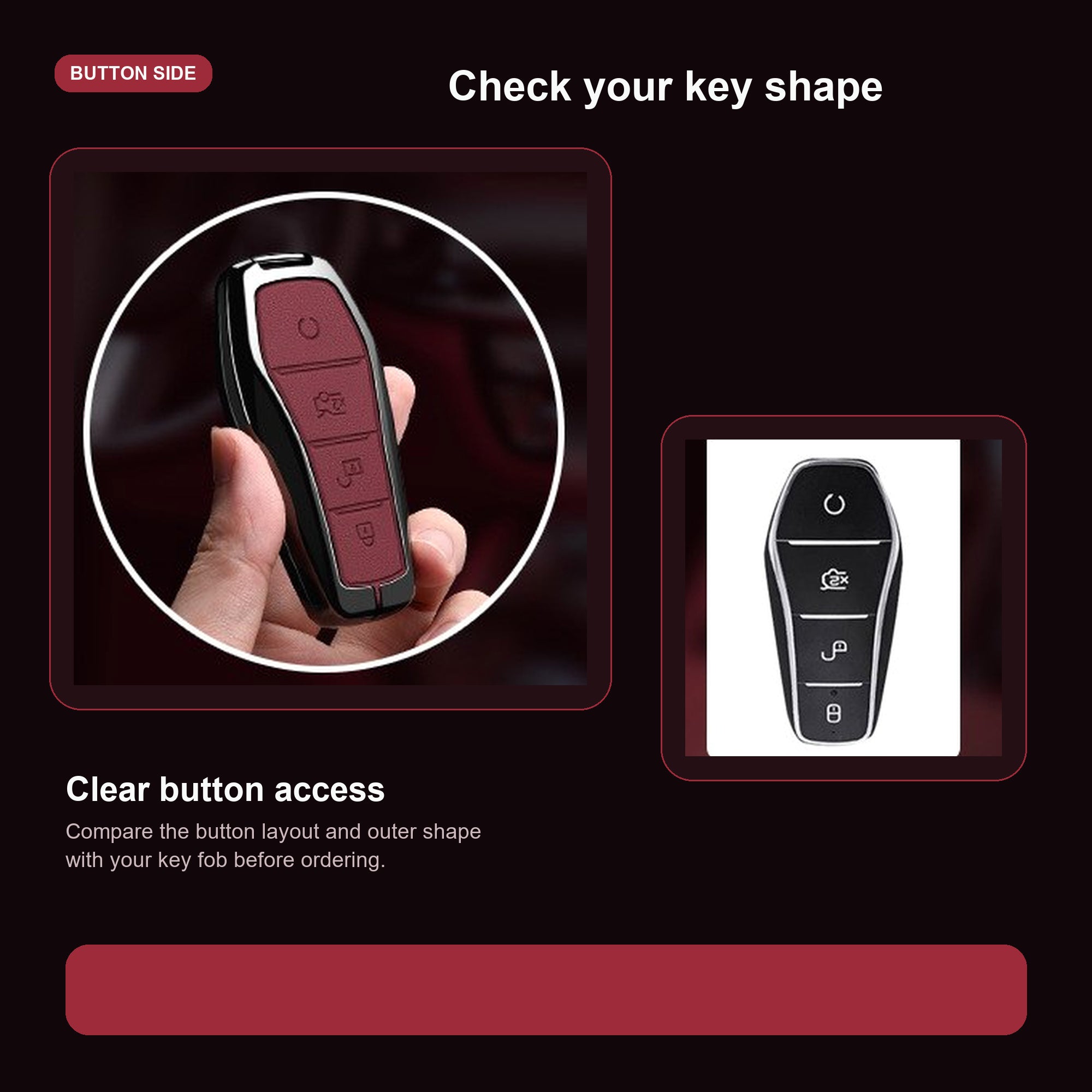 BYD EV Key Fob Cover Case — Zinc Alloy + Carbon Weave PU Leather Shell Keychain