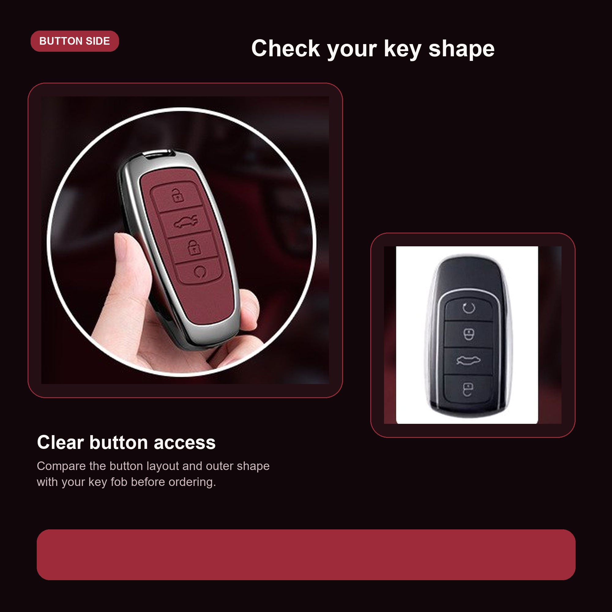 Chery Key Fob Cover Case — Zinc Alloy + Carbon Weave PU Leather Shell Keychain