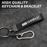 Geely EX5 Zinc Alloy + Carbon Fibre Pattern Leather Car Remote Key FOB Cover Case Shell Keychain
