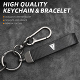 Deepal S07 Zinc Alloy + Carbon Fibre Pattern Leather Car Remote Key FOB Cover Case Shell Keychain