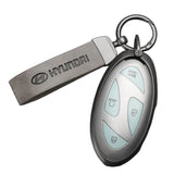 Hyundai Key Fob Cover Case — Zinc Alloy + Leather Shell Keychain