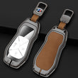 Xpeng G6 Key Fob Cover Case — Zinc Alloy + Leather Shell Keychain (Brown, Style A)