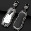 Xpeng G6 Key Fob Cover Case — Zinc Alloy + Leather Shell Keychain (Black)