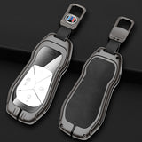 Xpeng G6 Key Fob Cover Case — Zinc Alloy + Leather Shell Keychain (Black)