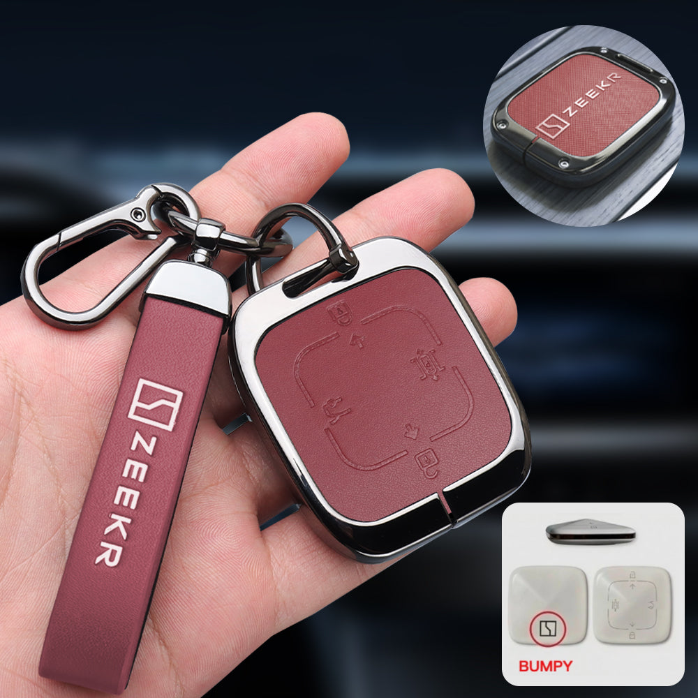 Zeekr Key Fob Cover — Zinc Alloy + Fine-Grain PU Leather — 2024–2026 Pre-Facelift Key