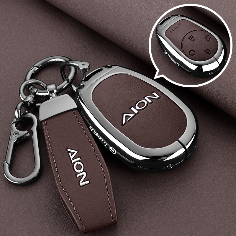 GAC Aion Key Fob Cover Case — Zinc Alloy + Leather Shell Keychain