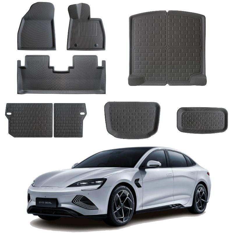 BYD Seal 2023-2024 3D Custom Fit XPE All-Weather Floor Mats Boot Liner Trunk Mats Back Seat Protector