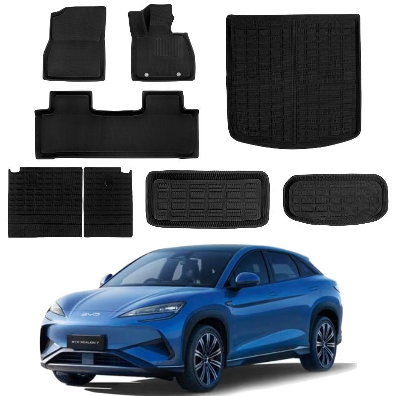 BYD Sealion 7 3D Custom Fit XPE All-Weather Floor Mats Boot Liner Trunk Mats Back Seat Protector