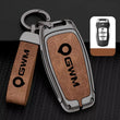 GWM key fob cover case in brown — zinc alloy and PU leather