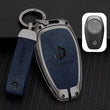 Leapmotor C10 Key Fob Cover Case — Zinc Alloy + Leather Shell Keychain (Blue)