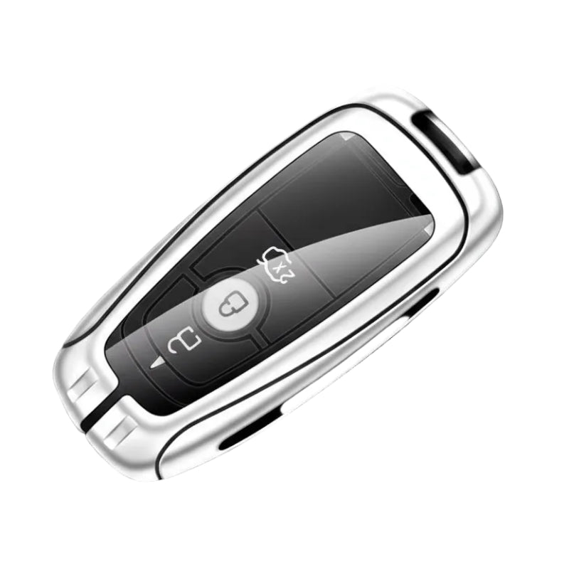 Ford Key Fob Cover Case — Zinc Alloy + Leather Shell Keychain