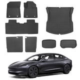 Tesla Model 3 Highland 3D Custom Fit XPE All-Weather Floor Mats Boot Liner Trunk Mats Back Seat Protector