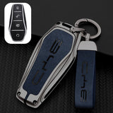 Zinc Alloy + Leather Car Remote Key FOB Cover Case Shell Keychain for BYD