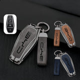 Zinc Alloy + Leather Car Remote Key FOB Cover Case Shell Keychain for BYD
