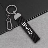 Zinc Alloy + Carbon Fibre Pattern Leather Car Remote Key FOB Cover Case Shell Keychain for BYD