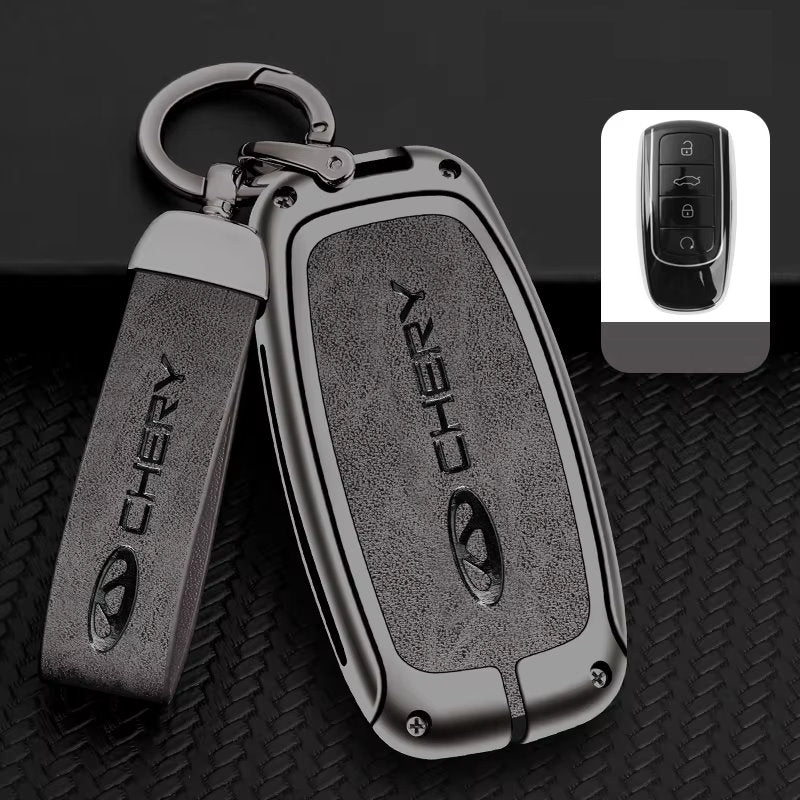 Chery Key Fob Cover Case — Zinc Alloy + Leather Shell Keychain