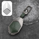 Deepal S07 Leather + Zinc Alloy Car Remote Key FOB Cover Case Shell Keychain