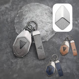 Zinc Alloy + Leather Car Remote Key FOB Cover Case Shell Keychain for Deepal S07